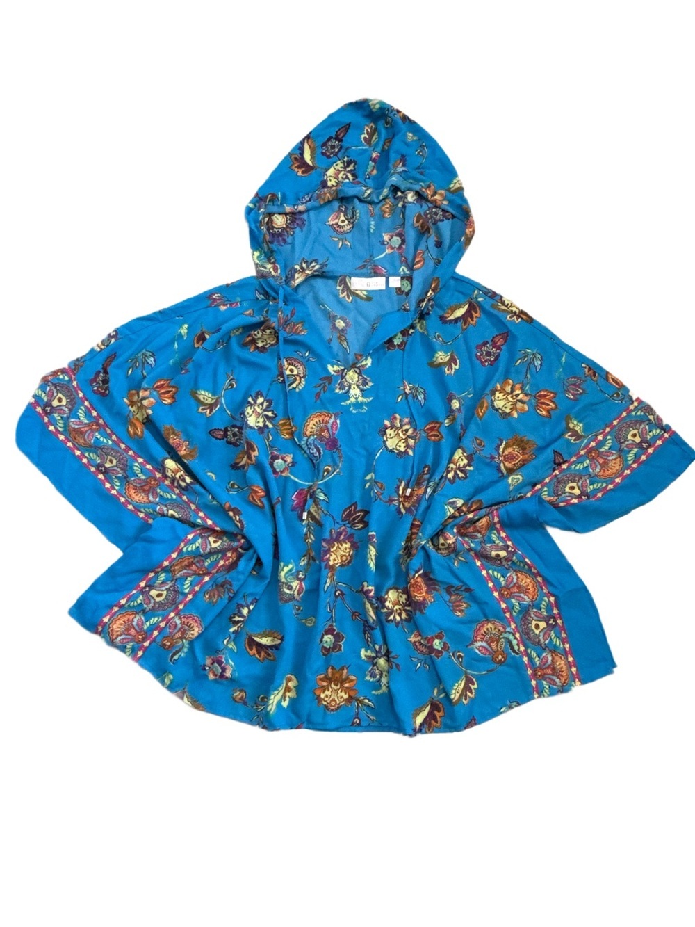 Belle by Kim Blue Floral Hooded Poncho